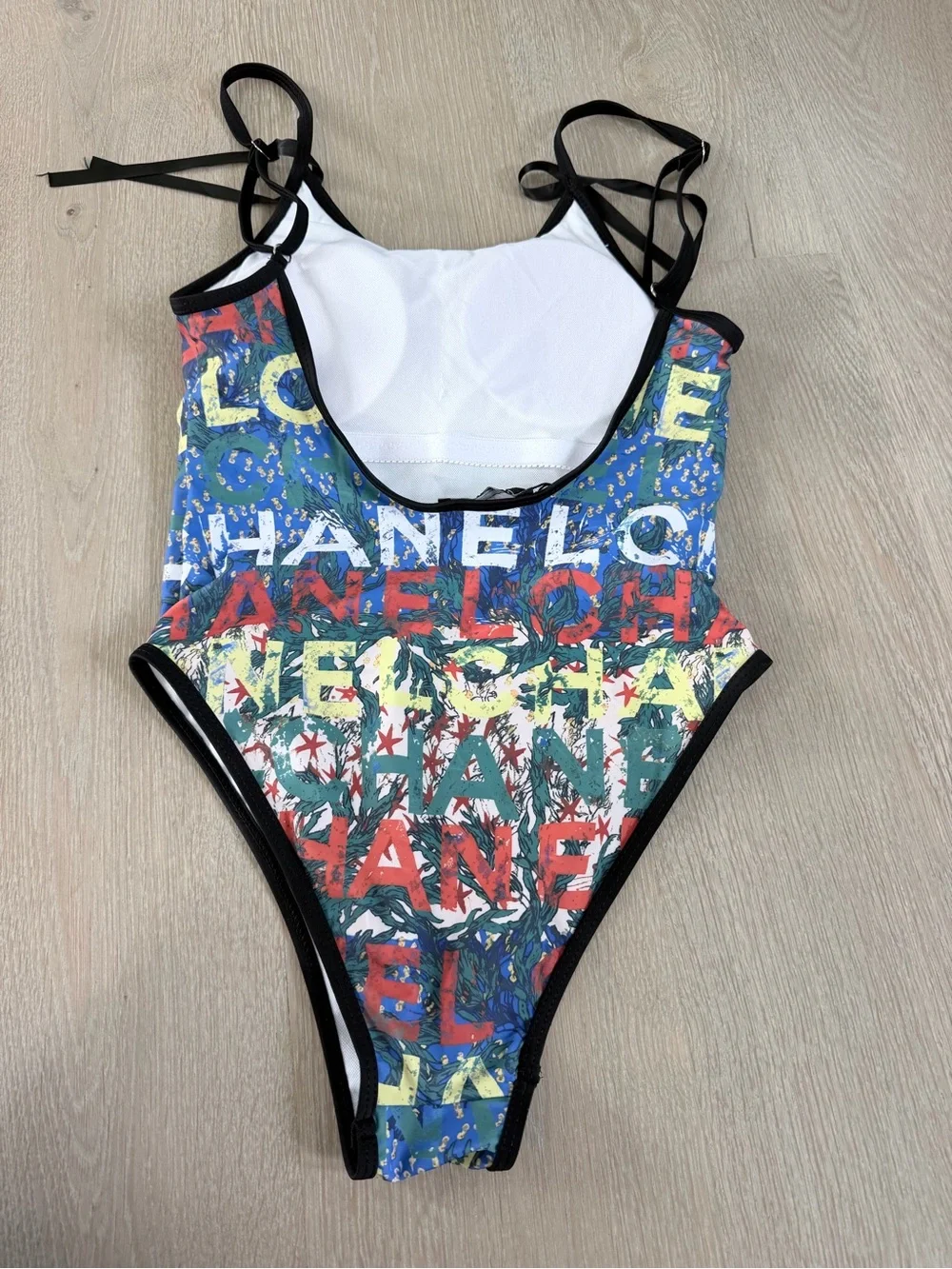 Chanel Multicolor Logo-Print One Piece Swimsuit size S